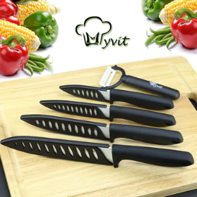 Fivepiece Set Of White Bladed Zirconia Ceramic Knives